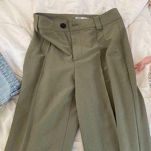 green womens business pants